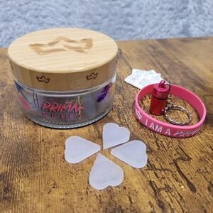 Primal Queen Glass Storage Jar with Bamboo Lid ScentCerts Bracelet Keychain Set